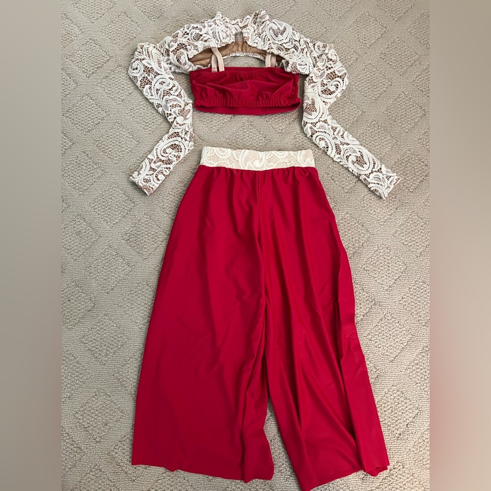 Custom Contemporary dance costume, child size 10-12, beautiful stretchy lace